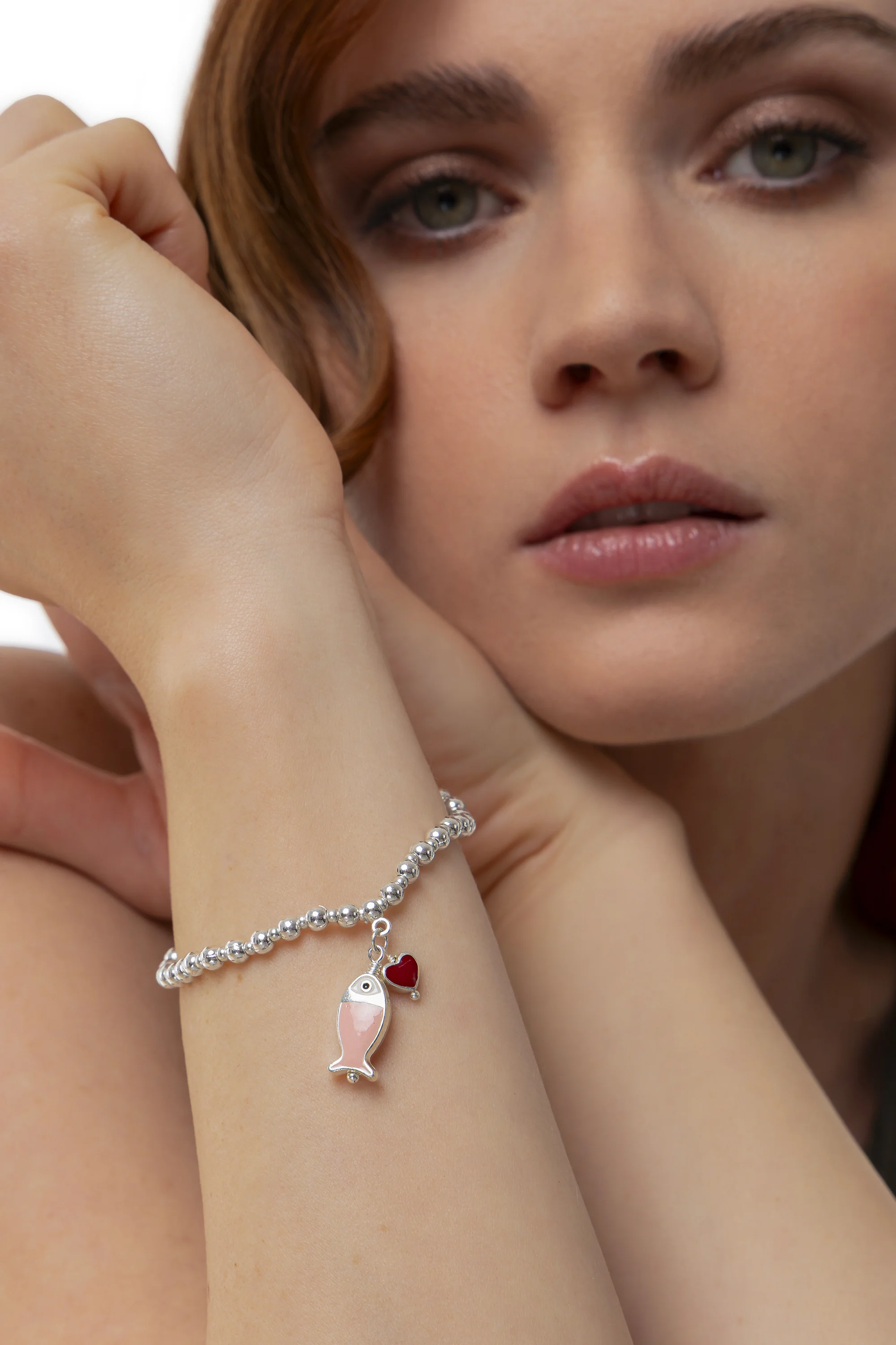 BRACCIALE ELASTICO PENDENTE PESCE ROSA - Image 2