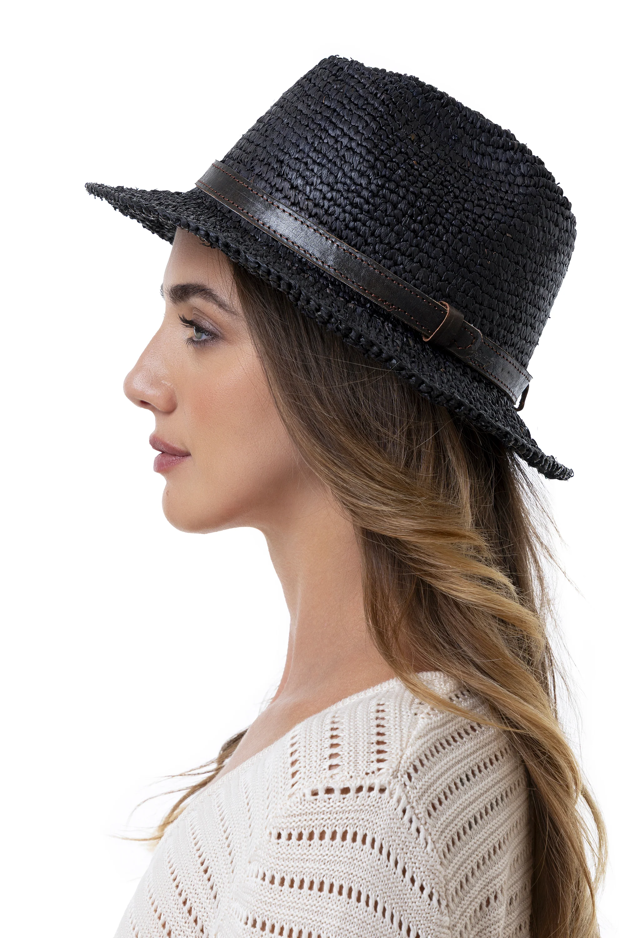 CAPPELLO RAFIA COWBOY CROCHET & PELLE - Image 3
