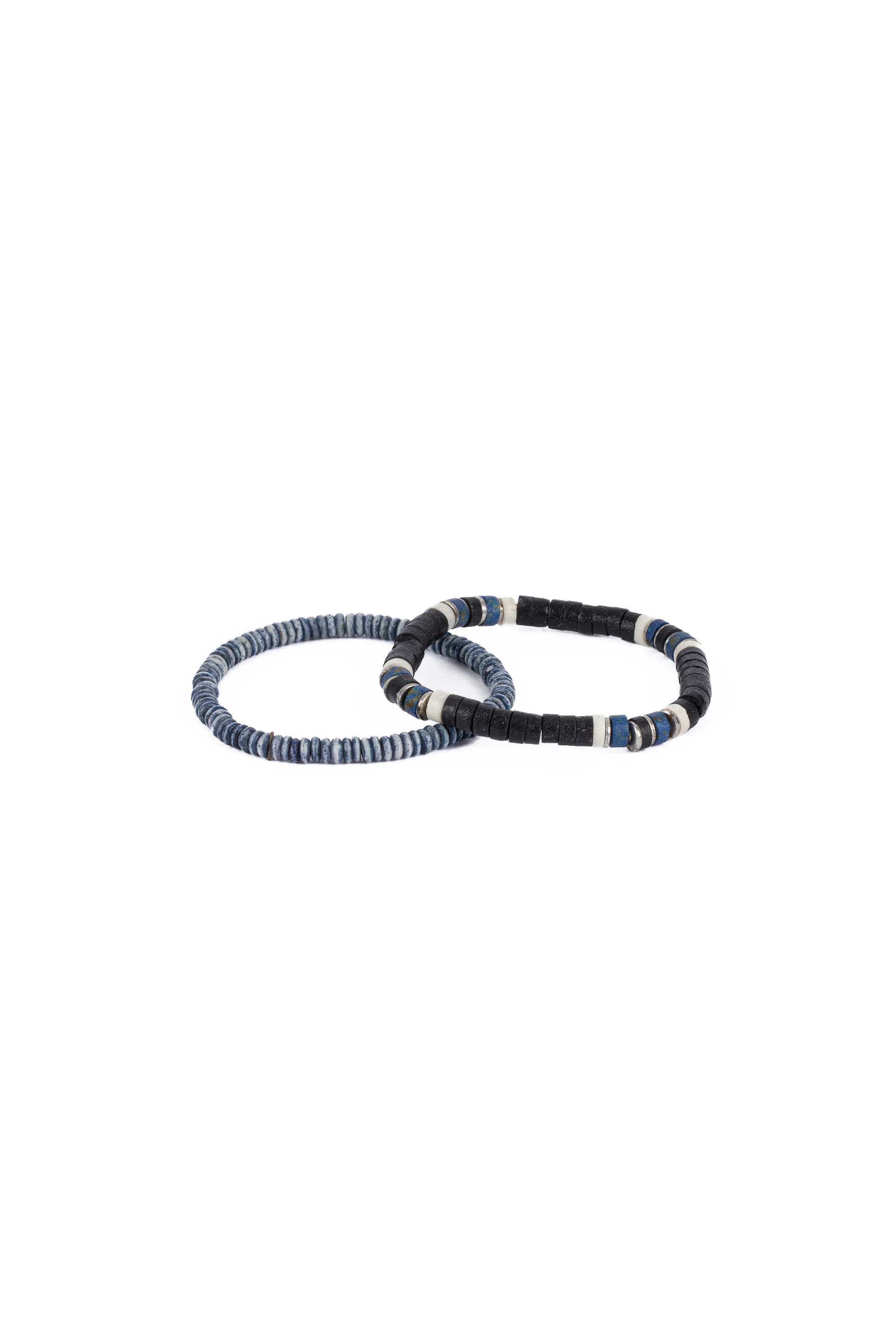 SET 2 BRACCIALI IN PELLE ELASTICI BLU
